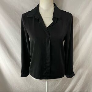 Black faux button down top